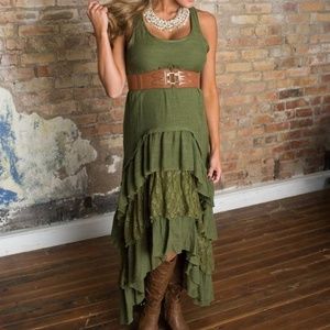 Modern Vintage Boutique Country Club Dress Green L